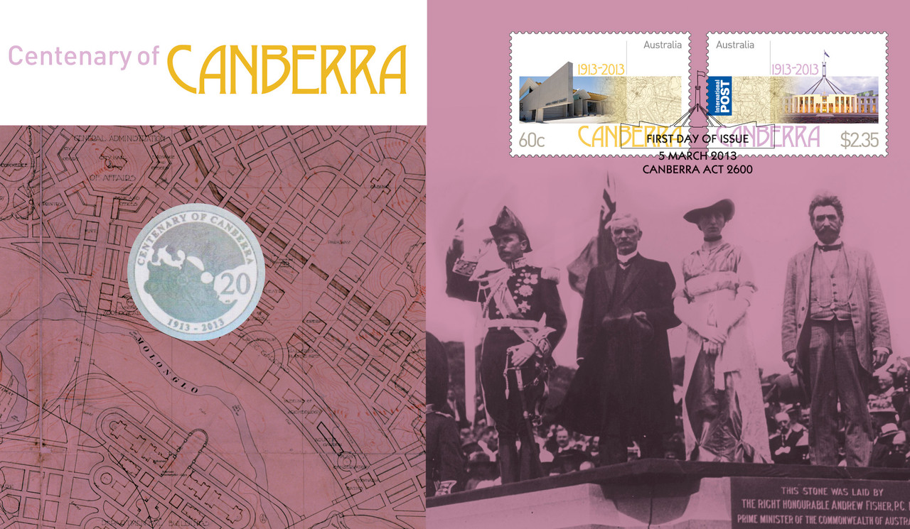 2013 20c Centenary of Canberra PNC Town Hall Coins and Collectables