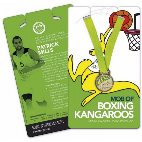 2016 1 Mob of Boxing Kangaroos Patty Mills Uncirculated Coin Town