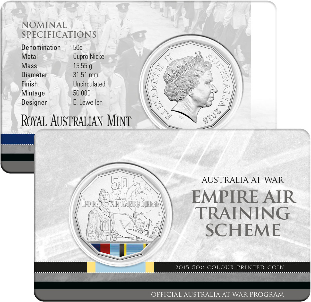 2015 50c Australia At War Empire Air Training Scheme Coloured