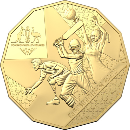 2022 Commonwealth Games 50c CuNi Gold Plated Uncirculated Coin 2022 Commonwealth Games 50c CuNi Gold Plated Uncirculated Coin