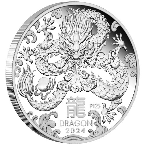 2024 1 Lunar Year of The Dragon 1oz Silver Proof Coin Town Hall