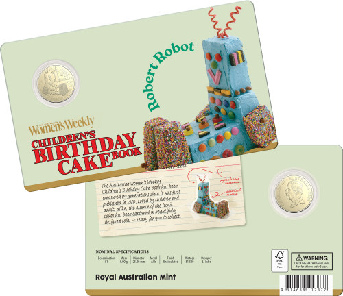 2025 $1 Women's Weekly Children's Birthday Cake Book Robert Robot Uncirculated Coin 2025 $1 Women's Weekly Children's Birthday Cake Book Robert Robot Uncirculated Coin