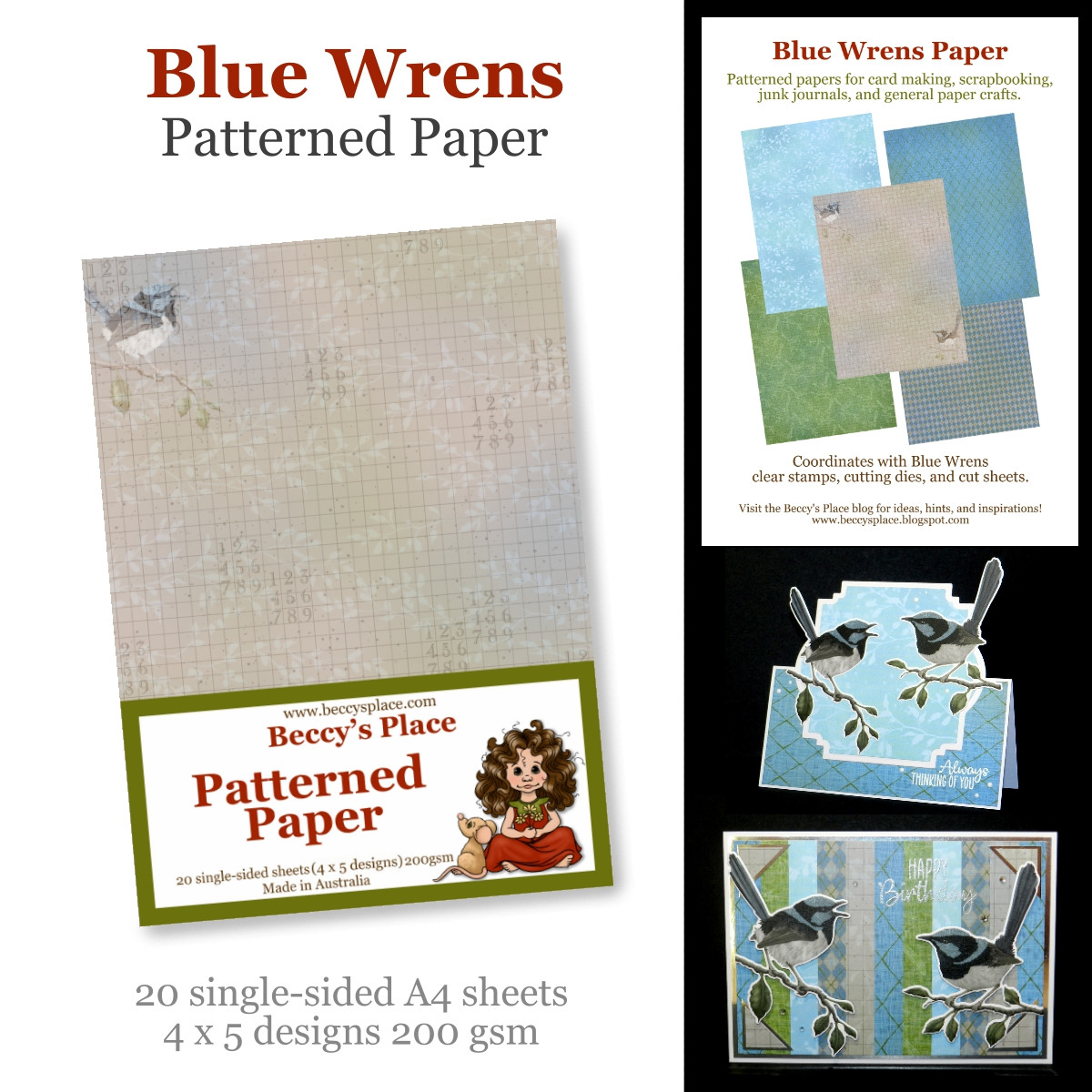 Blue Wrens Patterned Paper