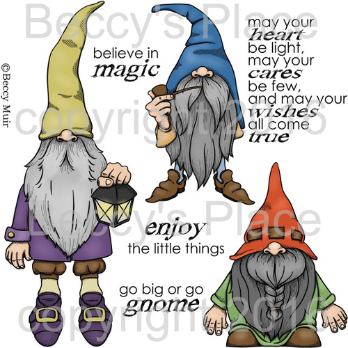 Gnomes in My Garden digital stamps