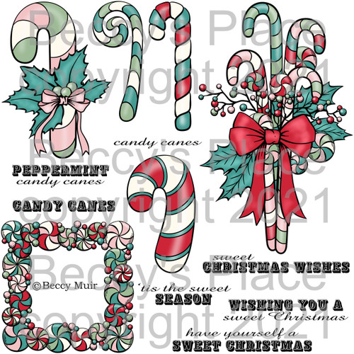 Candy Canes digital stamps