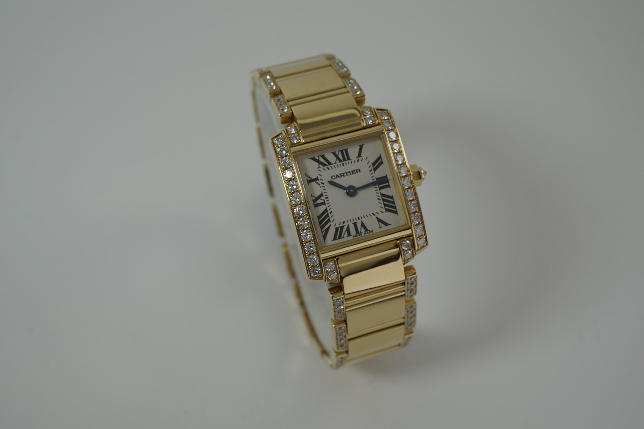 Cartier Tank Francaise 2385 18k Yellow Gold | Diamond Bezel & Bracelet