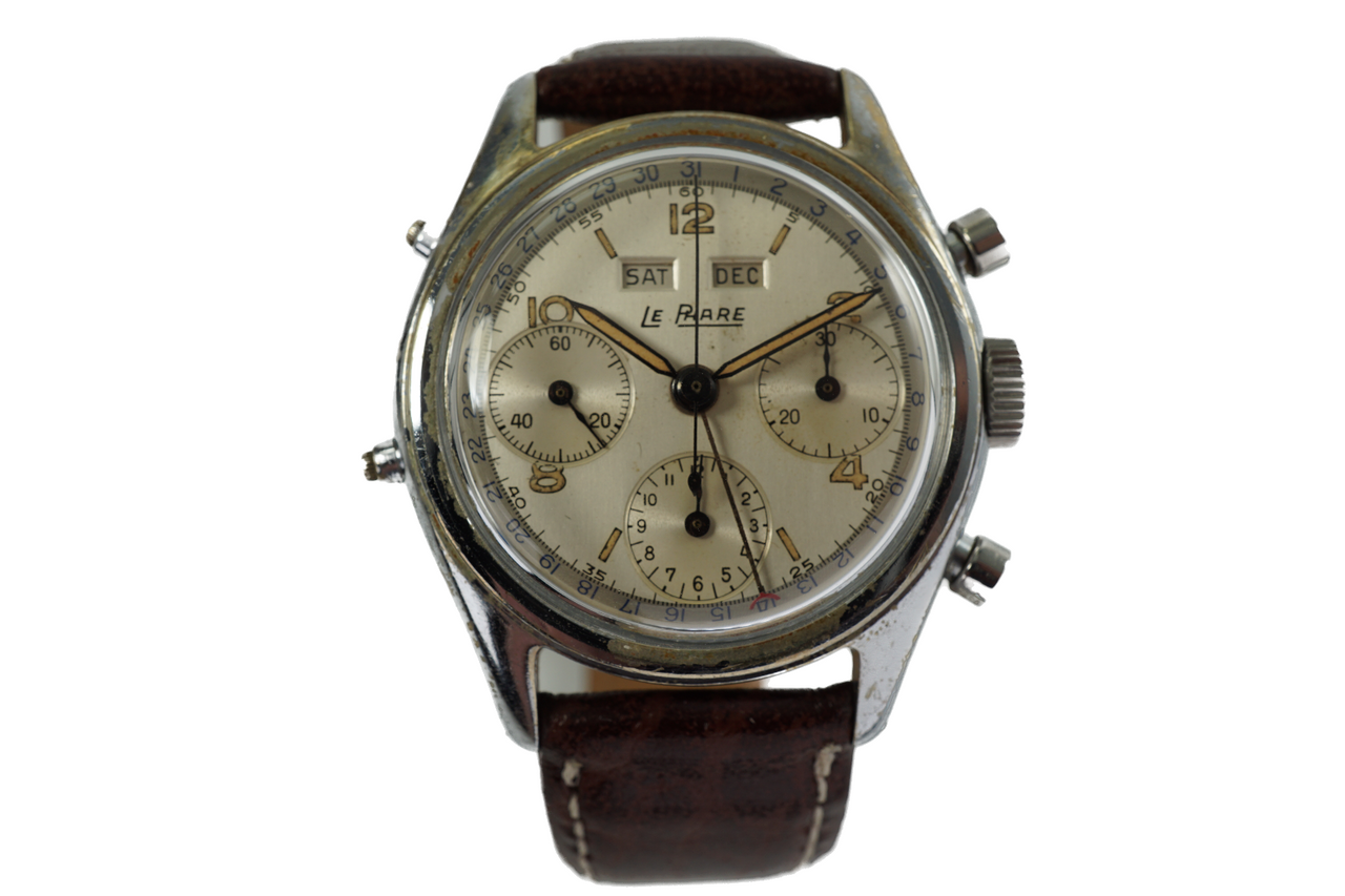 Le Phare Calendar Chronograph Swiss original dial dates 1950