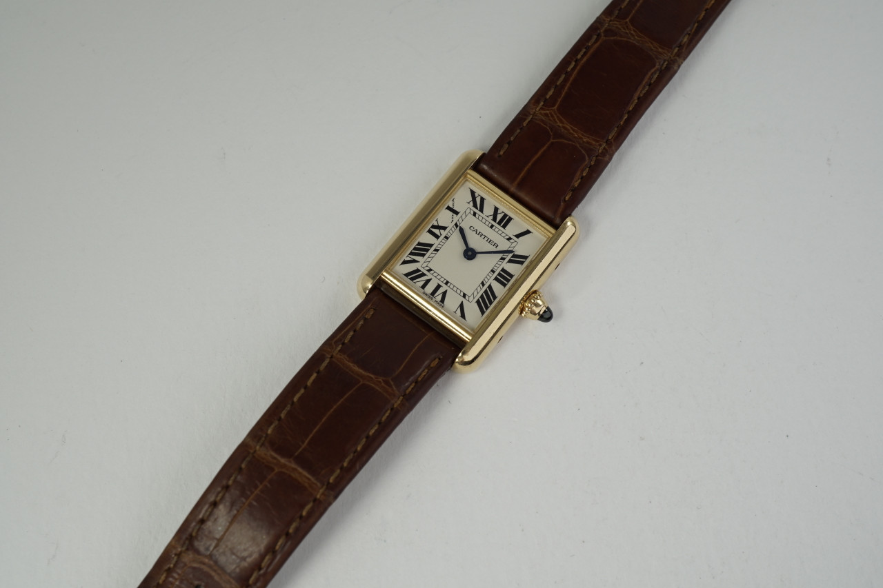 Cartier Tank Louis 2442 W1529856 Womens Quartz Watch Cream Dial 18K YG 22mm