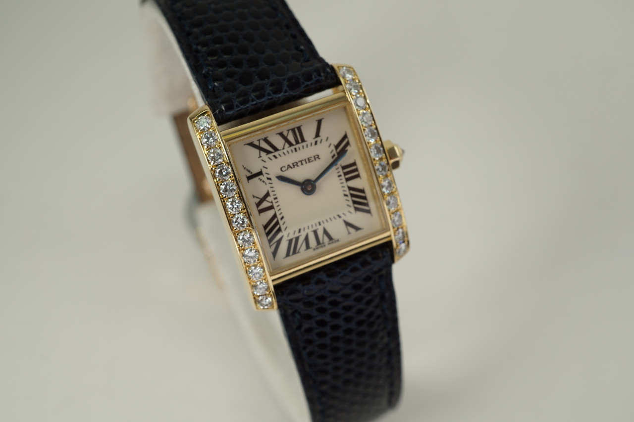 Cartier Tank Francaise 2385 18k Yellow Gold Diamond Ladies Watch