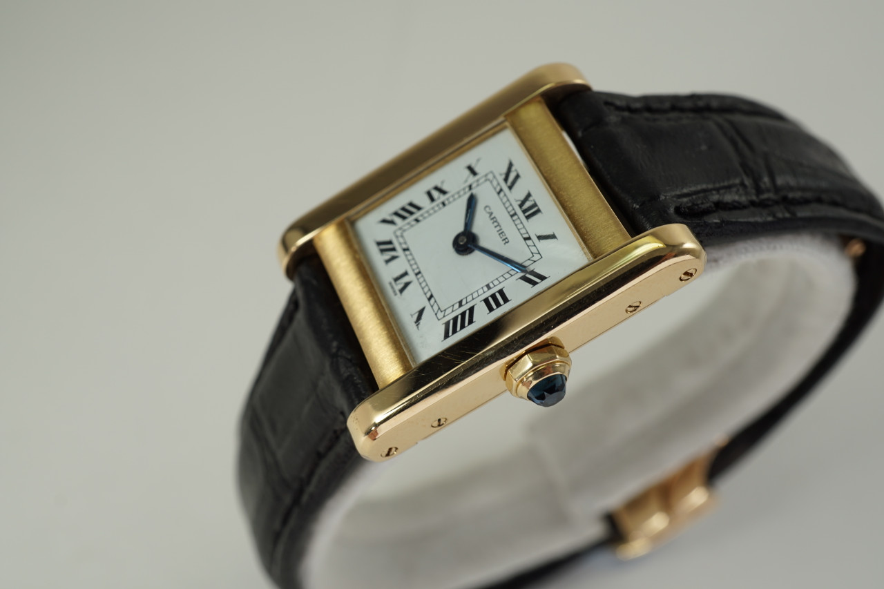 Cartier Tank Normale ladies 18k yellow gold w/ deployment dates 1990's