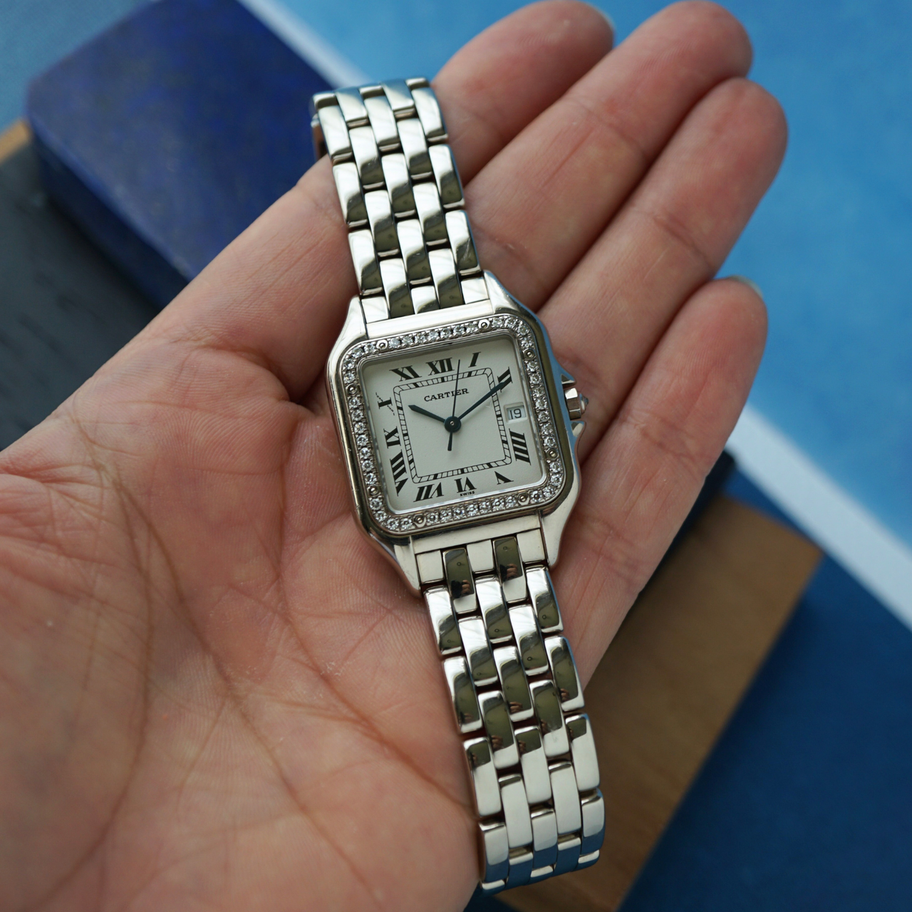 Cartier Panther white gold & diamond bezel man