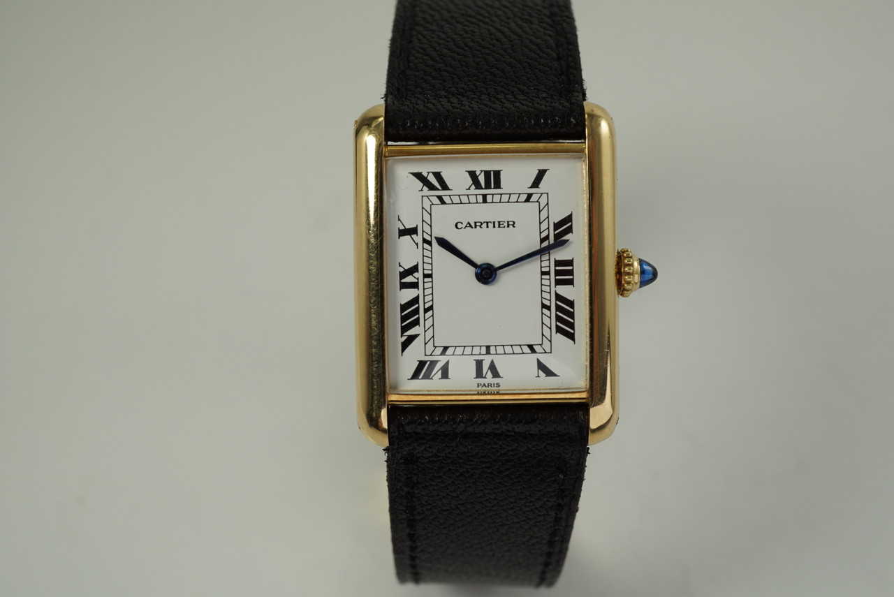 Cartier Tank Classic Paris Yellow Gold White Roman Dial Ladies Watch