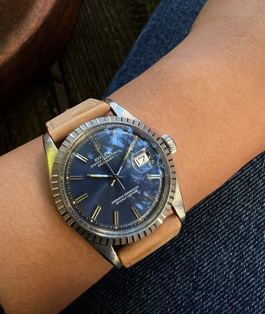 Rolex Datejust 1603 steel blue dial 1977