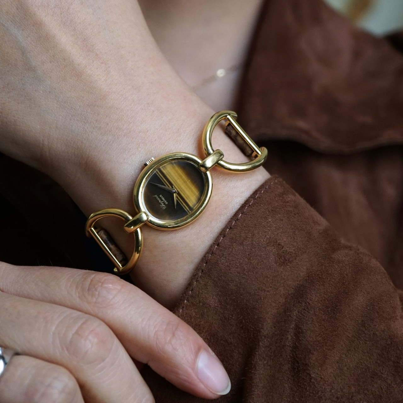 Chopard Etrier Tiger's-Eye Stirrup Style Watch 18k Gold 1970s