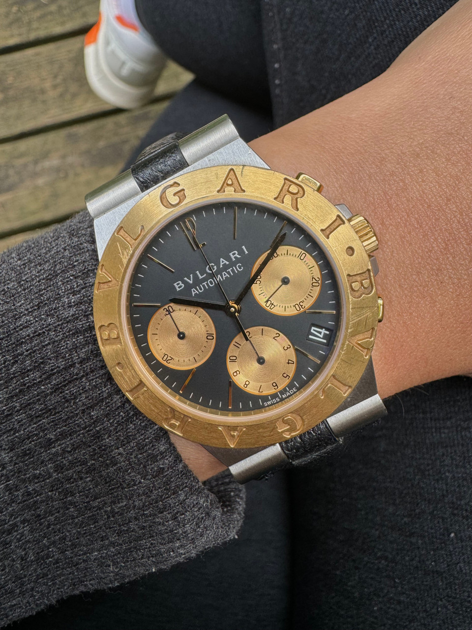 Bulgari Diagono CH 35 SG Chronograph 18k Yellow Gold and Stainless Steel  2000s