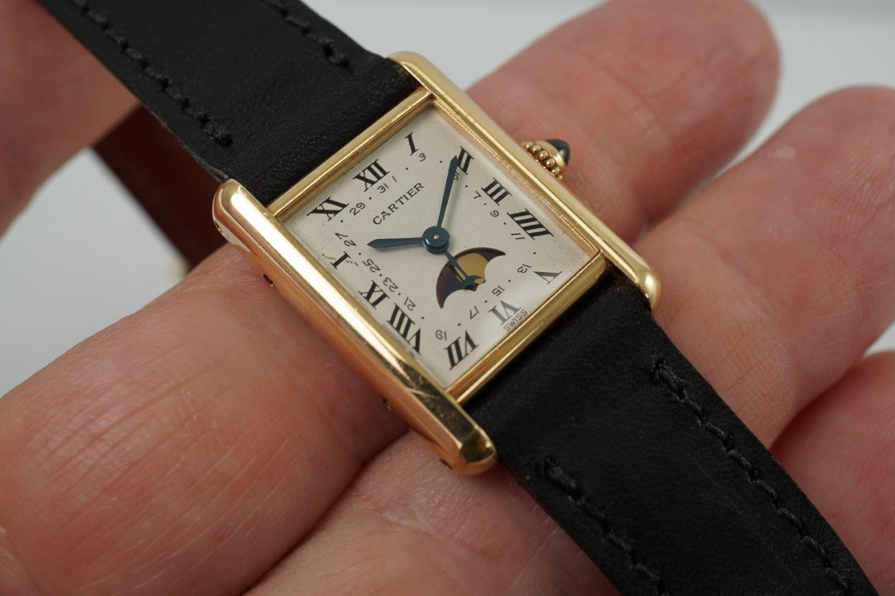 Cartier Tank Louis Moonphase 8190 18k Yellow Gold 1990s