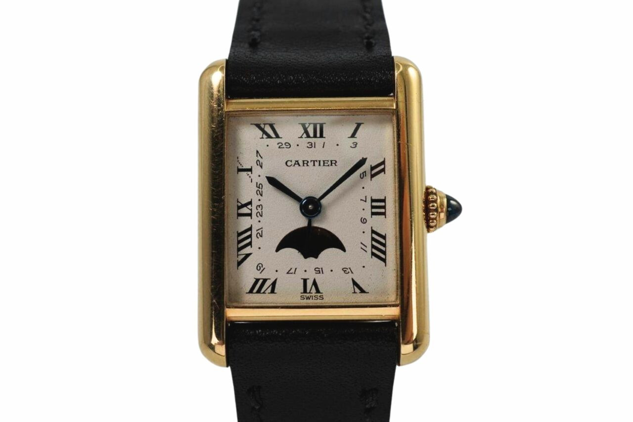 Cartier 時計 ゴールド/ブラック Cartier Tank Louis Moonphase 8190 18k Yellow Gold 1990s