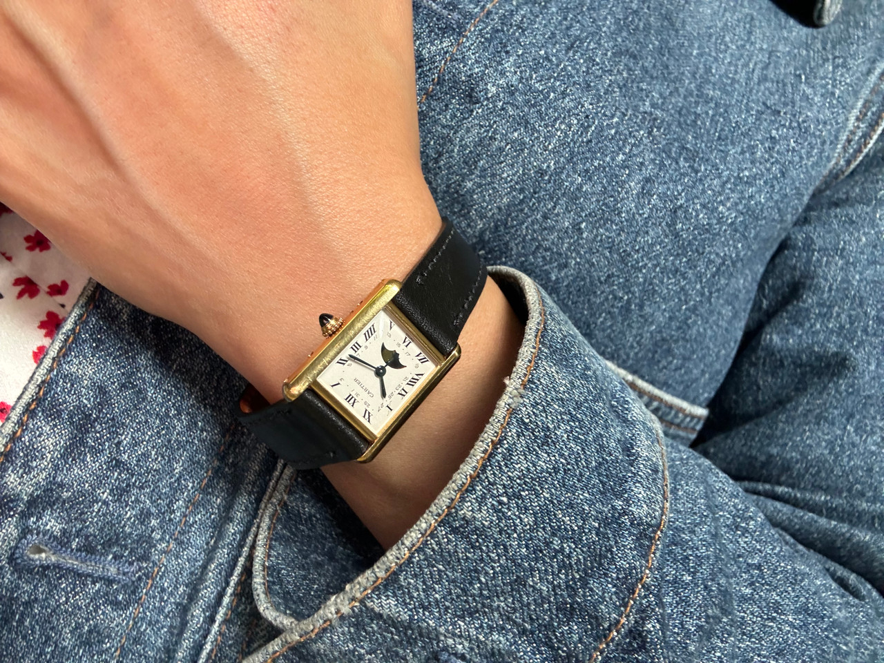 Cartier Tank Louis Moonphase 8190 18k Yellow Gold 1990s