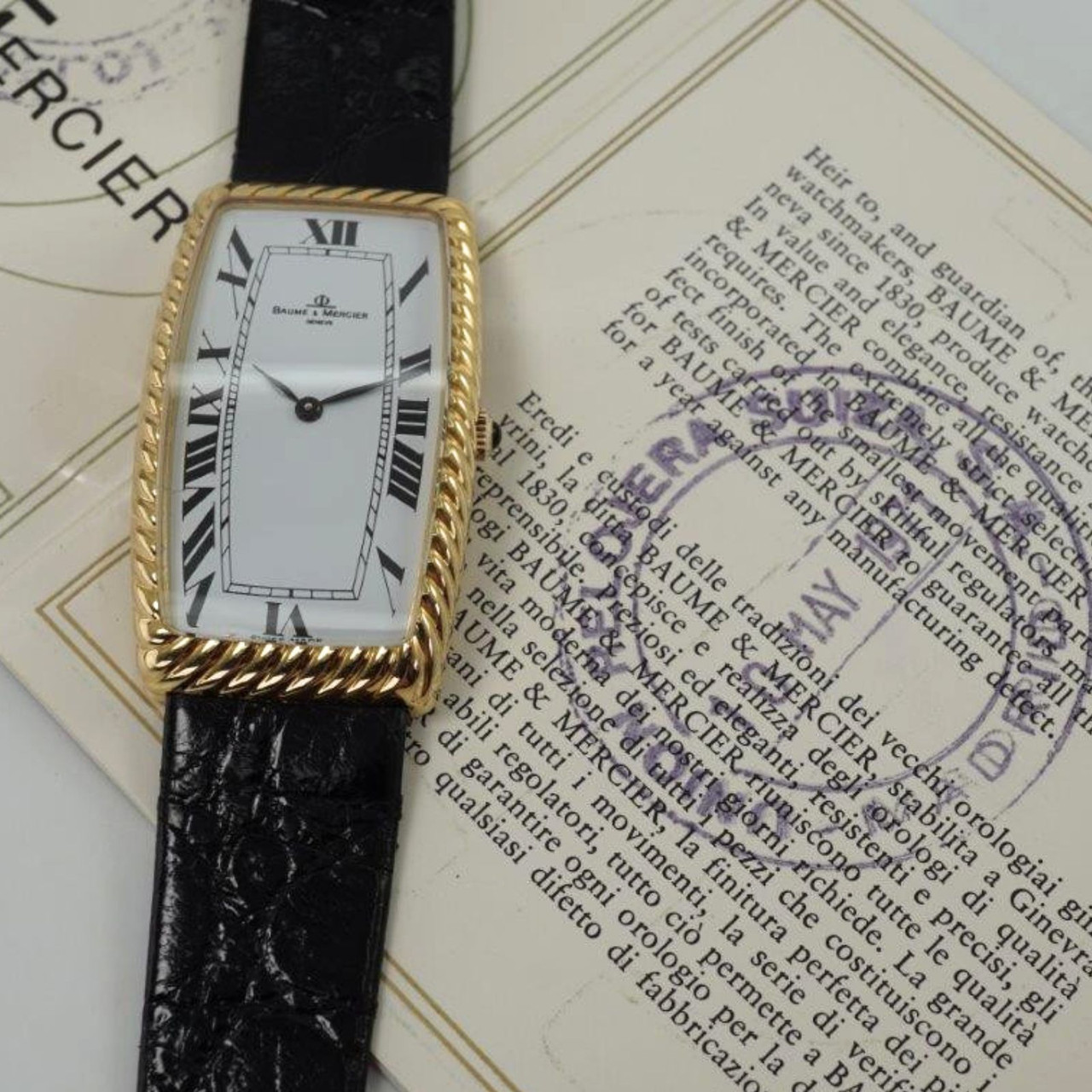 Baume & Mercier Oversized Tank Allongee 18k Gold 1971