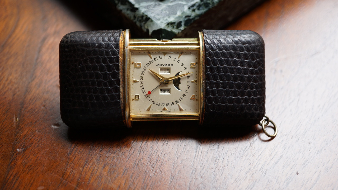 Movado Calendar Ermeto Purse Watch Decor 1950s