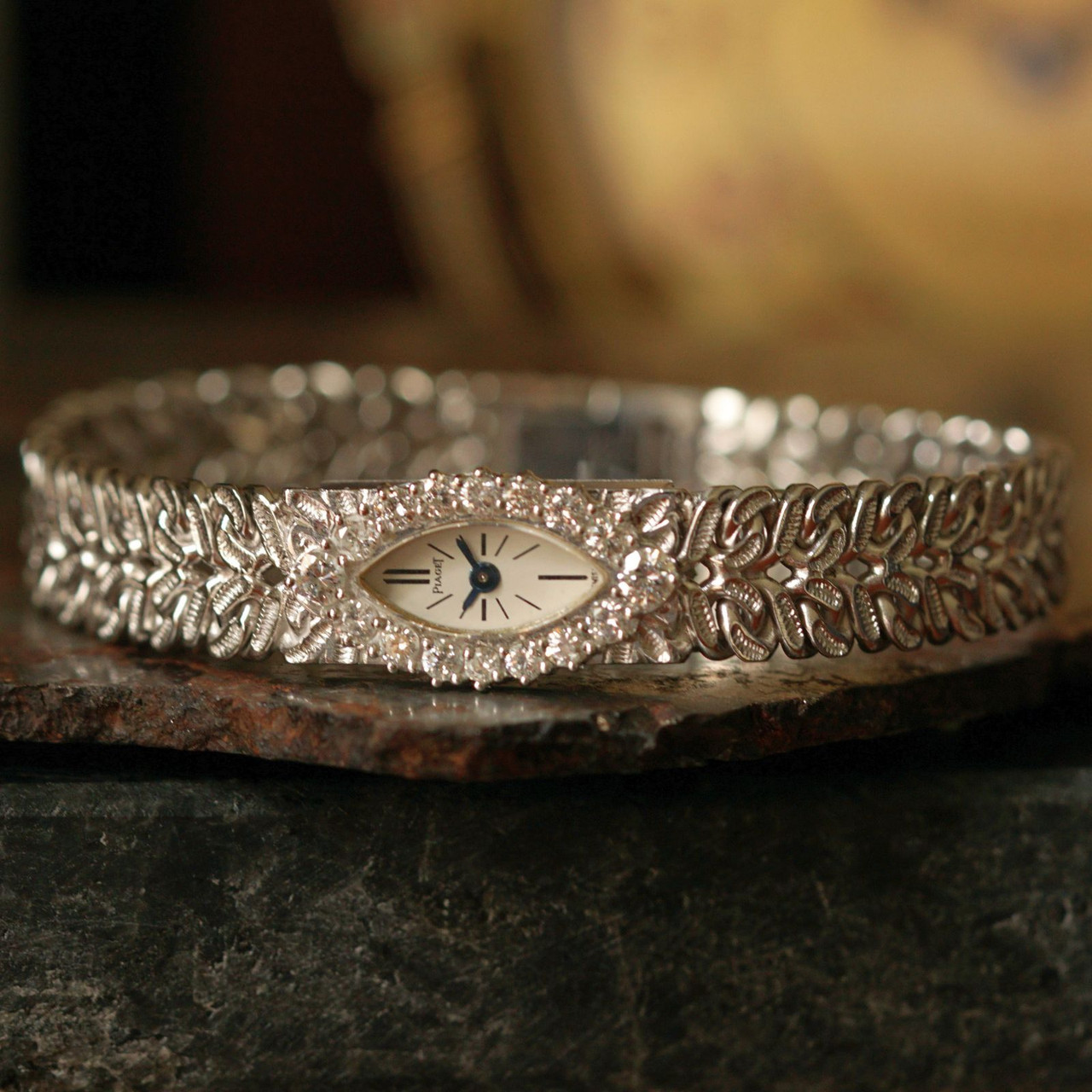 Piaget Diamond Bracelet Watch 18k White Gold Mid-1960s