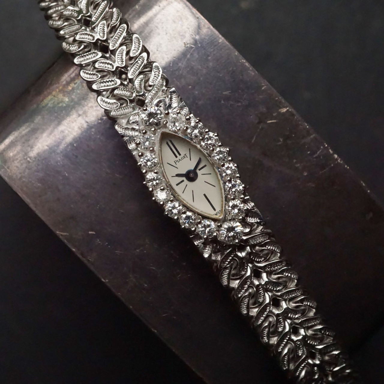 Piaget Diamond Bracelet Watch 18k White Gold Mid-1960s