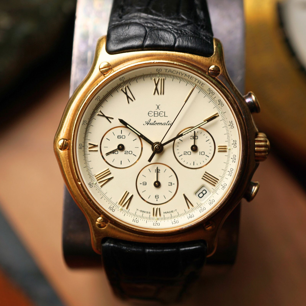 EBEL K18製 1911 クラッシック 腕時計 文字盤ホワイト 金 ゴールド Ebel 1911 Chronograph Ref. 8134901 El Primero Movement 18k Gold
