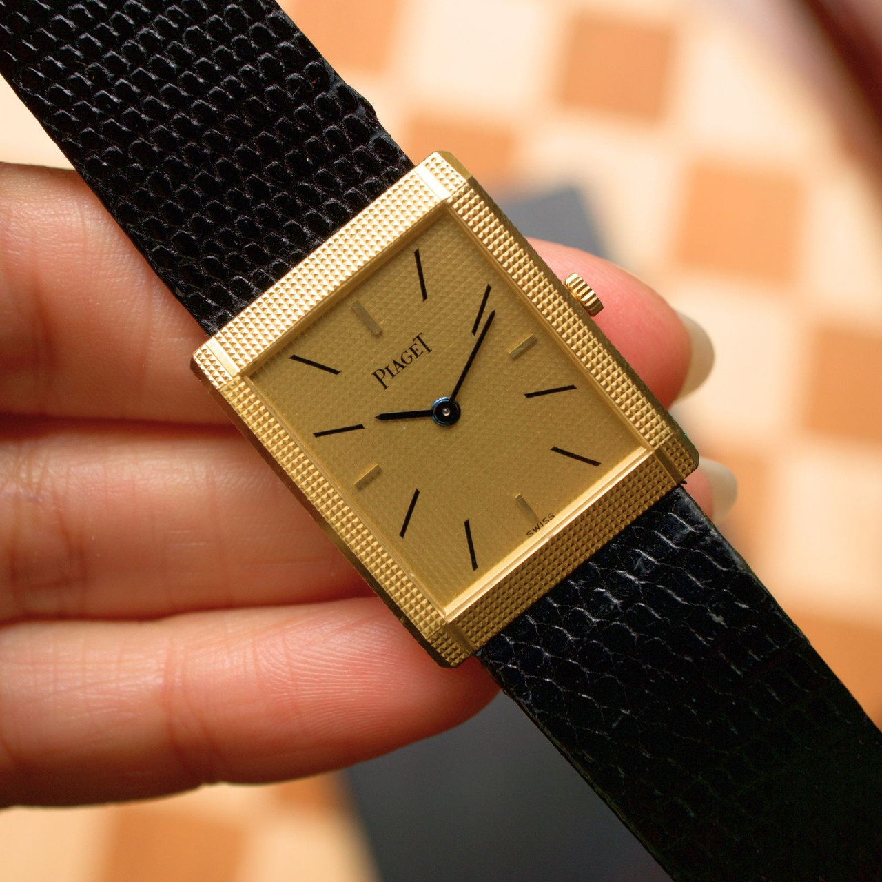 Piaget Tank Ref. 9151 Clous de Paris 18k Gold Mechanical 1970s