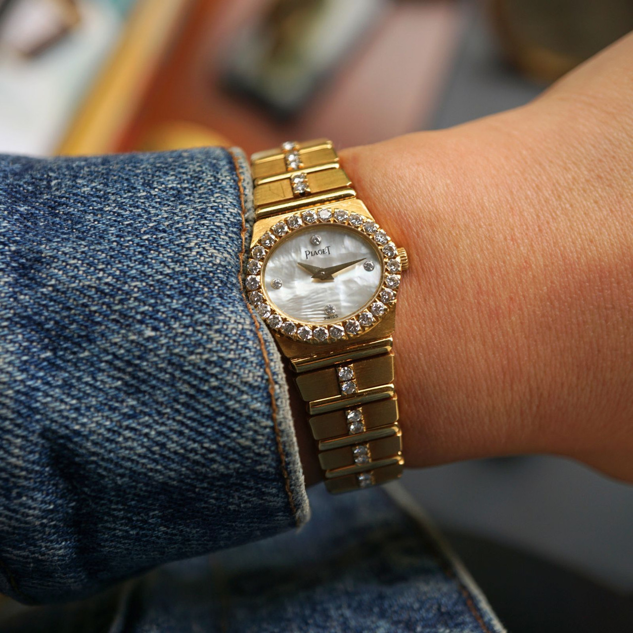 Piaget Polo Ref. 8306 Mother of Pearl Diamond Bracelet 18k Gold