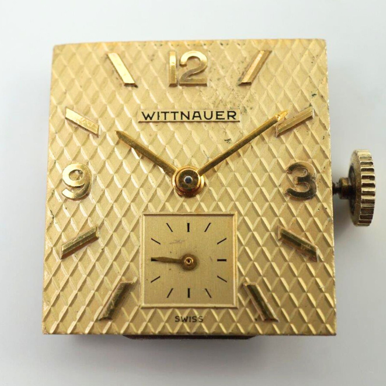 Wittnauer Vintage Diamond Embossed 14k Gold Manual 1950s