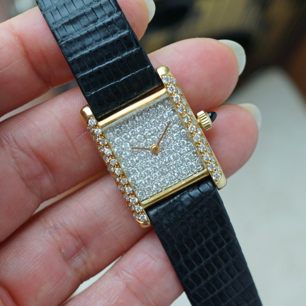 Mouvement De Montre BUECHE GIROD 17 Rubis - 5 Positions, Double Temps - Cadran Onyx Et Diamant - Occasion