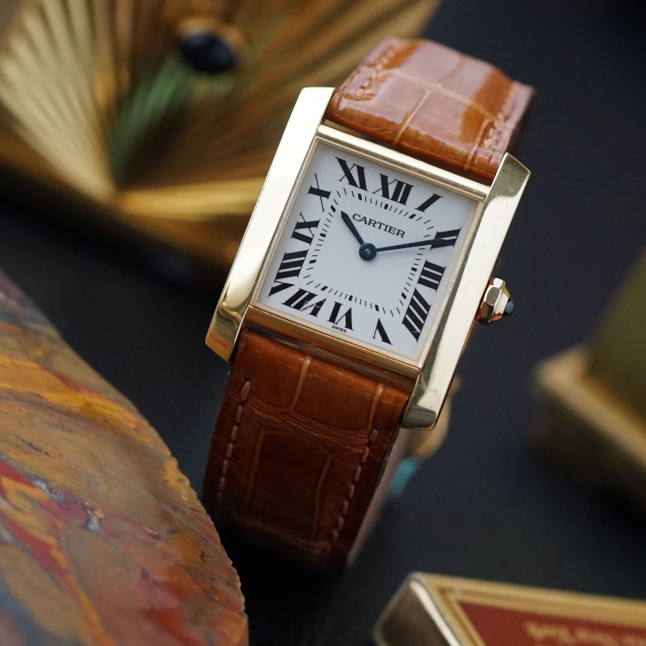 Cartier Tank Française Ref. 1821 Medium 18k Gold 2000s