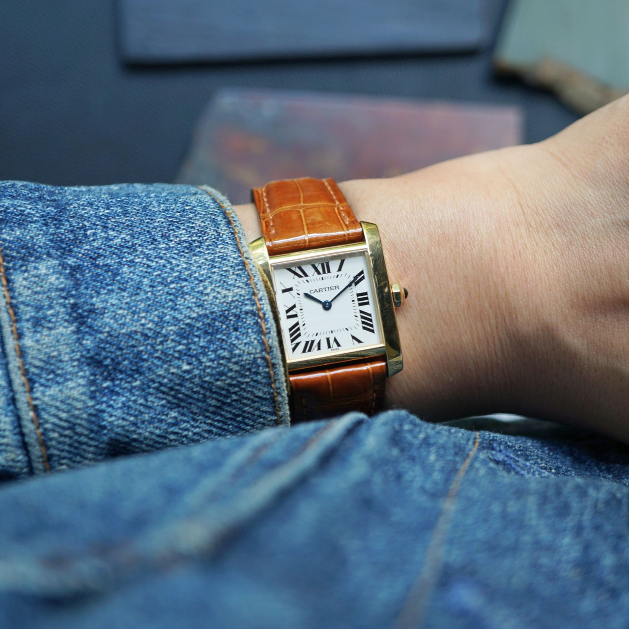 Cartier Tank Française Ref. 1821 Medium 18k Gold 2000s