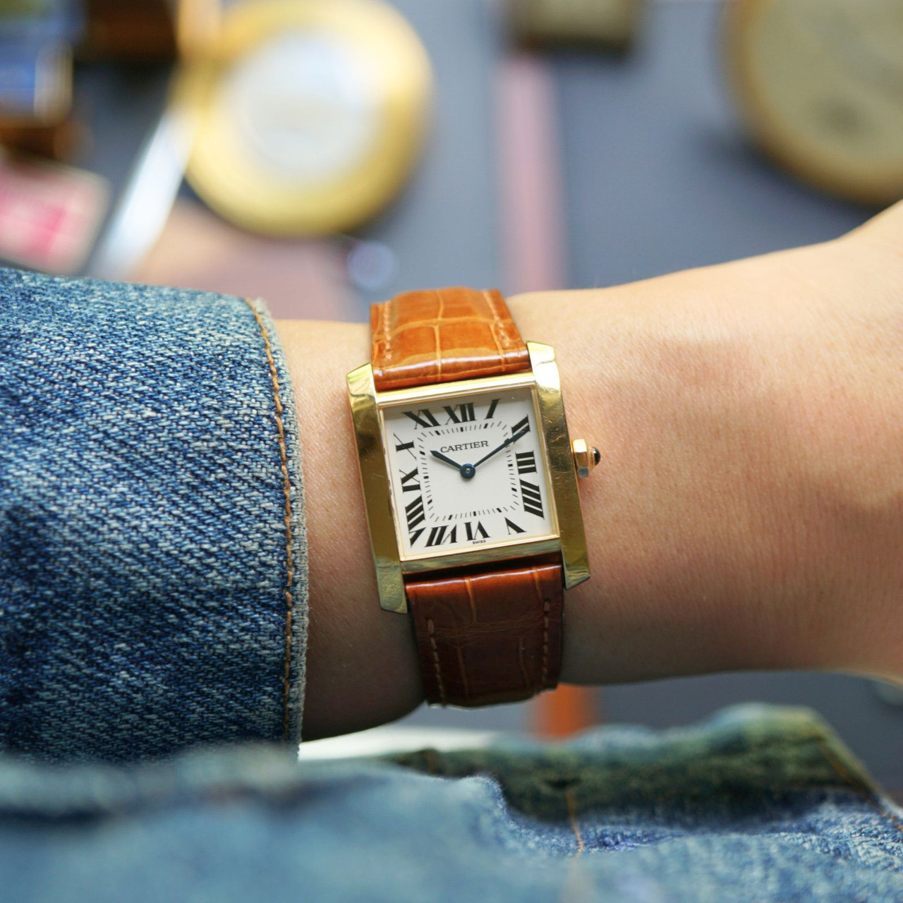 Cartier Tank Française Ref. 1821 Medium 18k Gold 2000s