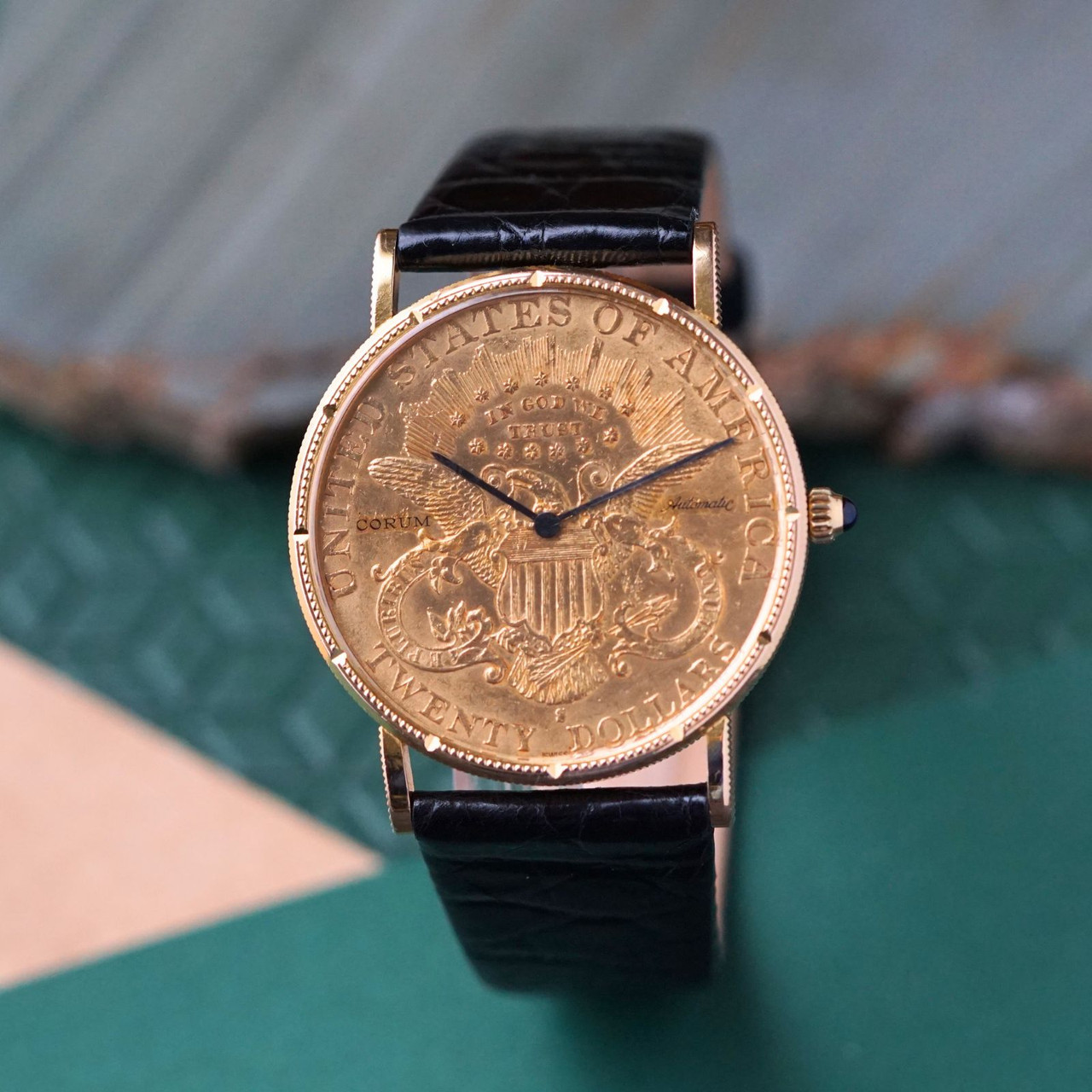 Corum $20 Dollar Liberty 1904 Coin 18k Gold Automatic 1980s