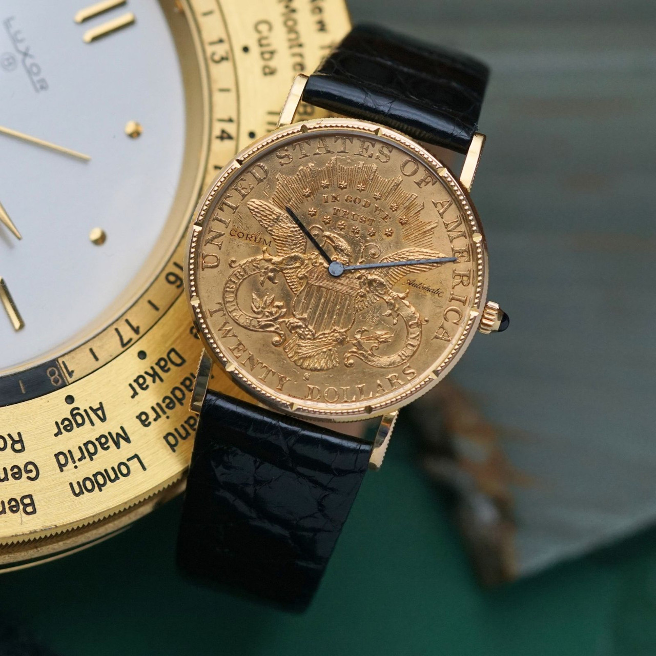 Corum $20 Dollar Liberty 1904 Coin 18k Gold Automatic 1980s