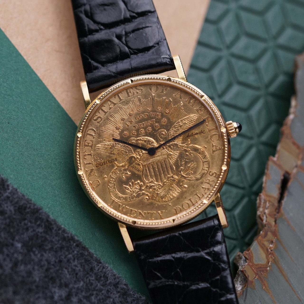 Corum $20 Dollar Liberty 1904 Coin 18k Gold Automatic 1980s