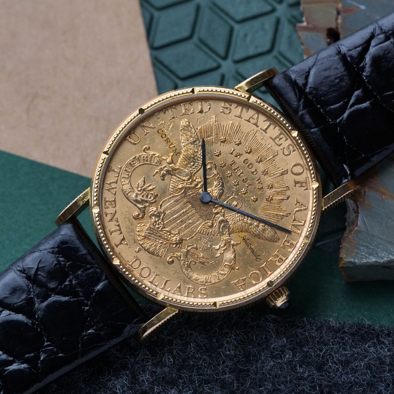 Corum $20 Dollar Liberty 1904 Coin 18k Gold Automatic 1980s