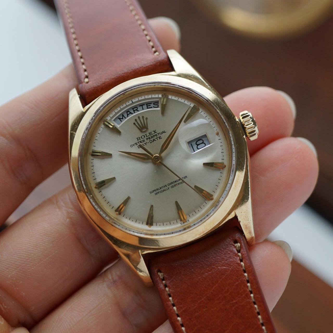 Rolex 1802 Day Date head rare 18k yellow gold dates 1961-62