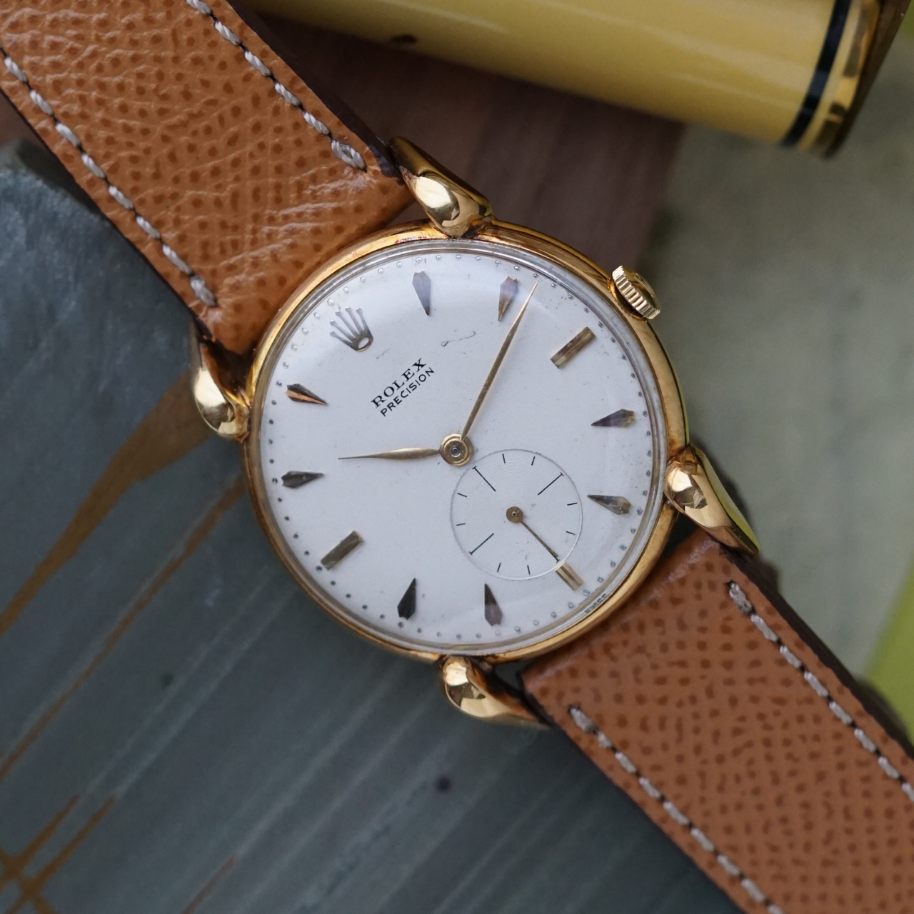 Rolex Vintage Precision Ref. 4332 Grasshopper Lugs 18k Yellow Gold