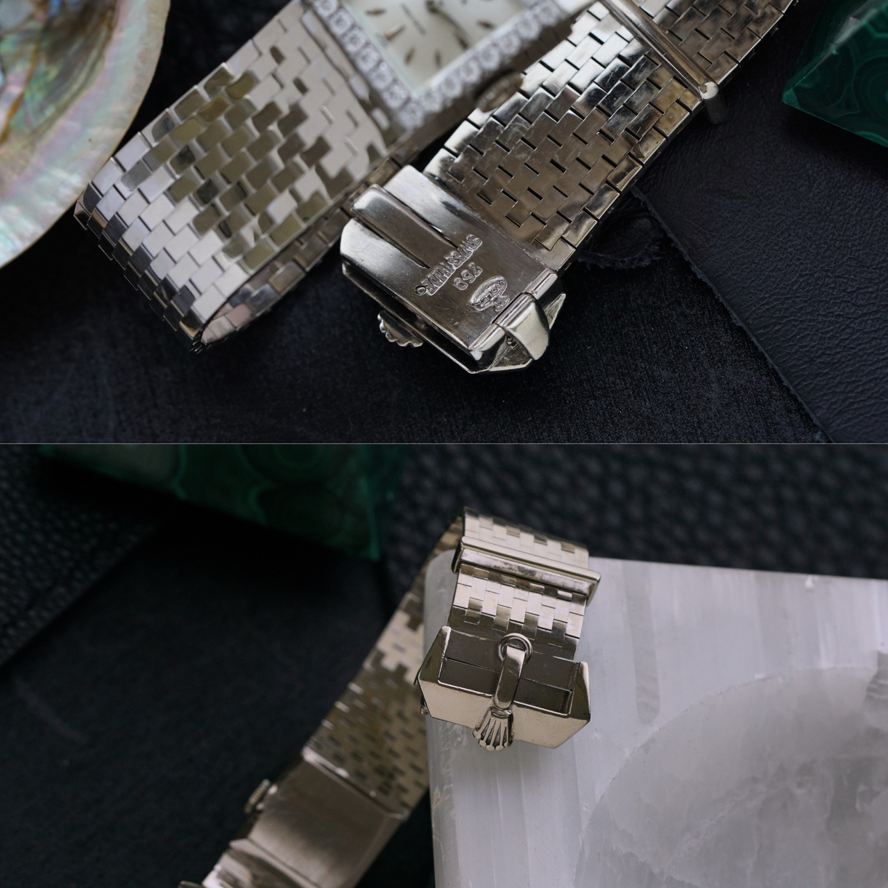 Rolex 1960s Belt Buckle 18k White Gold Bracelet 9634 Women's Watch