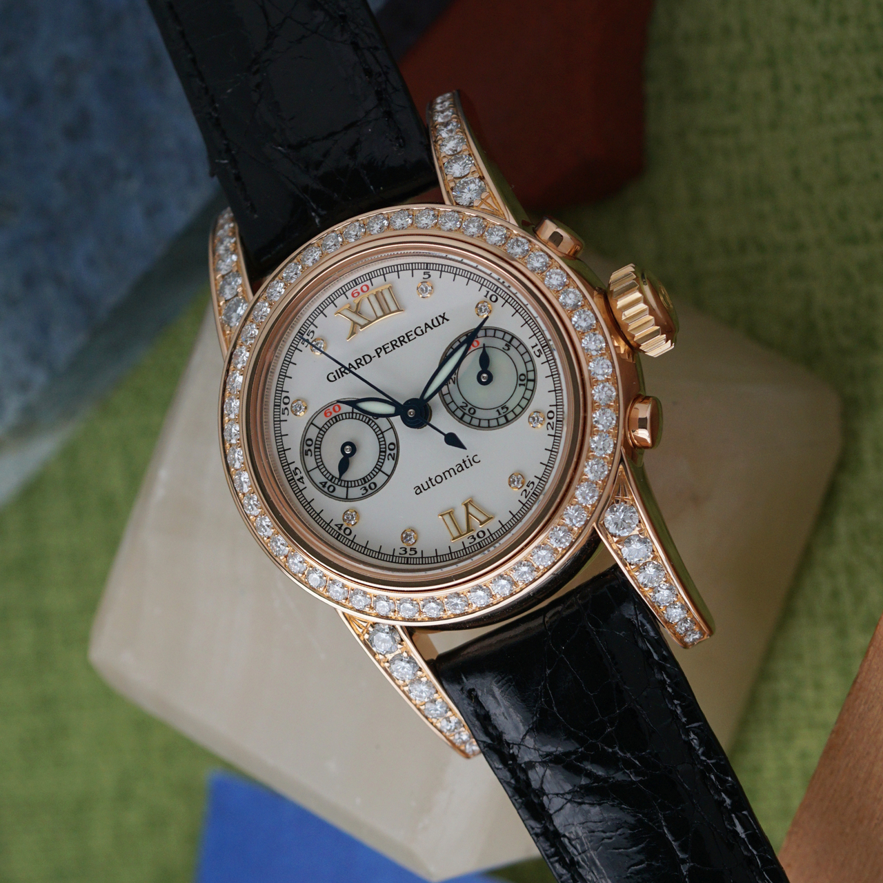 Girard Perregaux 1990s Lady Chronograph 8046 Diamond & Mother of