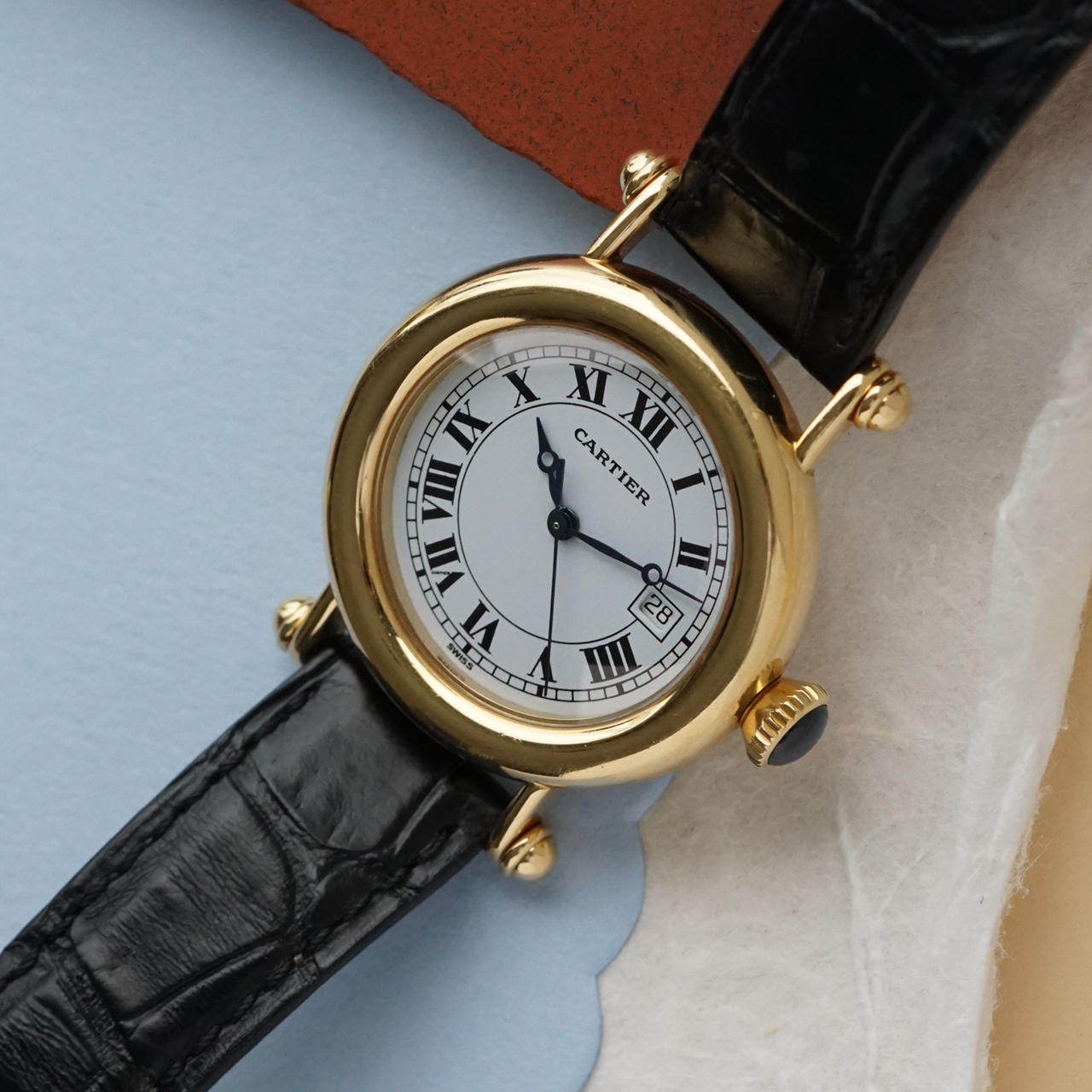 Cartier 1990s Diabolo Large Date 14200 Yellow Gold