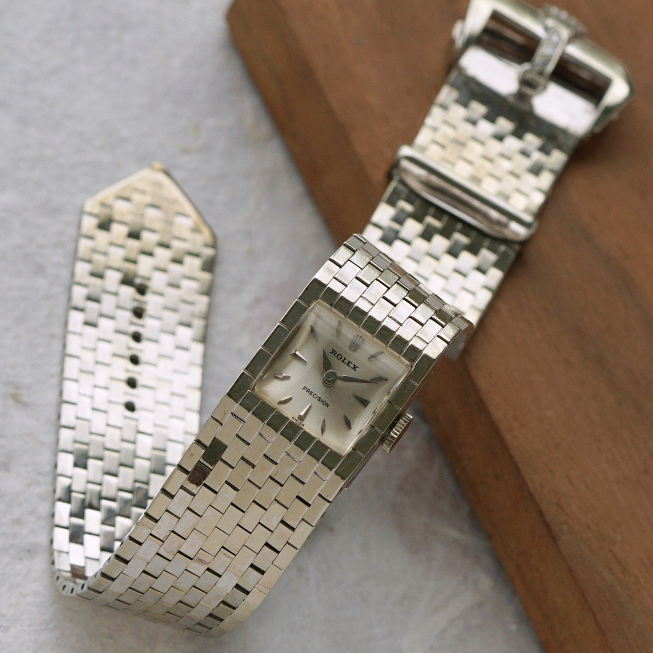 1950s Rolex Precision Ref. 8209 Integrated Brick Bracelet Watch