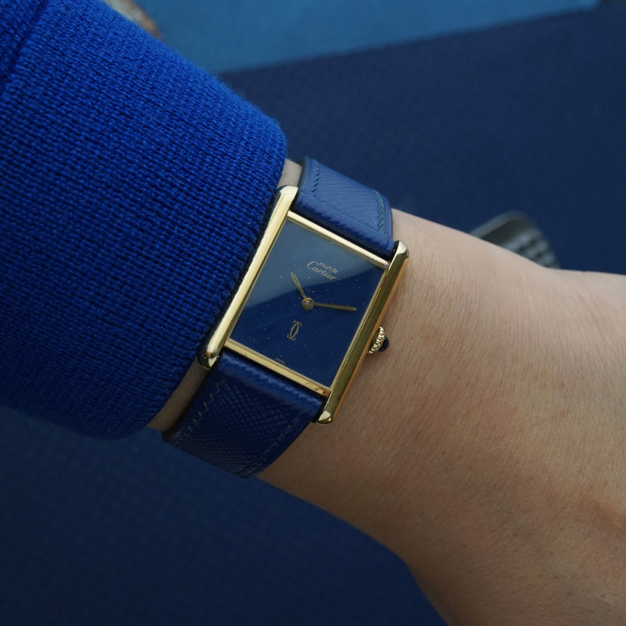 Cartier Must de Cartier Tank Vermeil Blue Dial Manual Wind 1970s