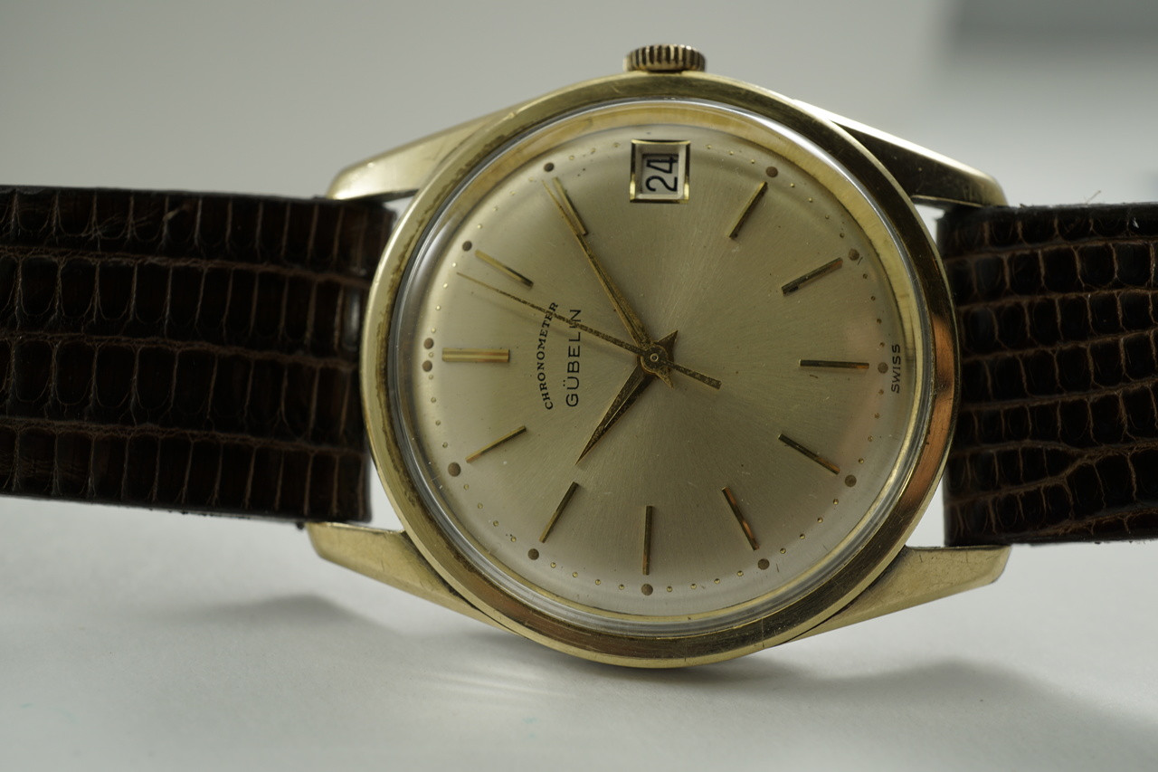 Gubelin Chronometer gold top steel case automatic dates 1960's