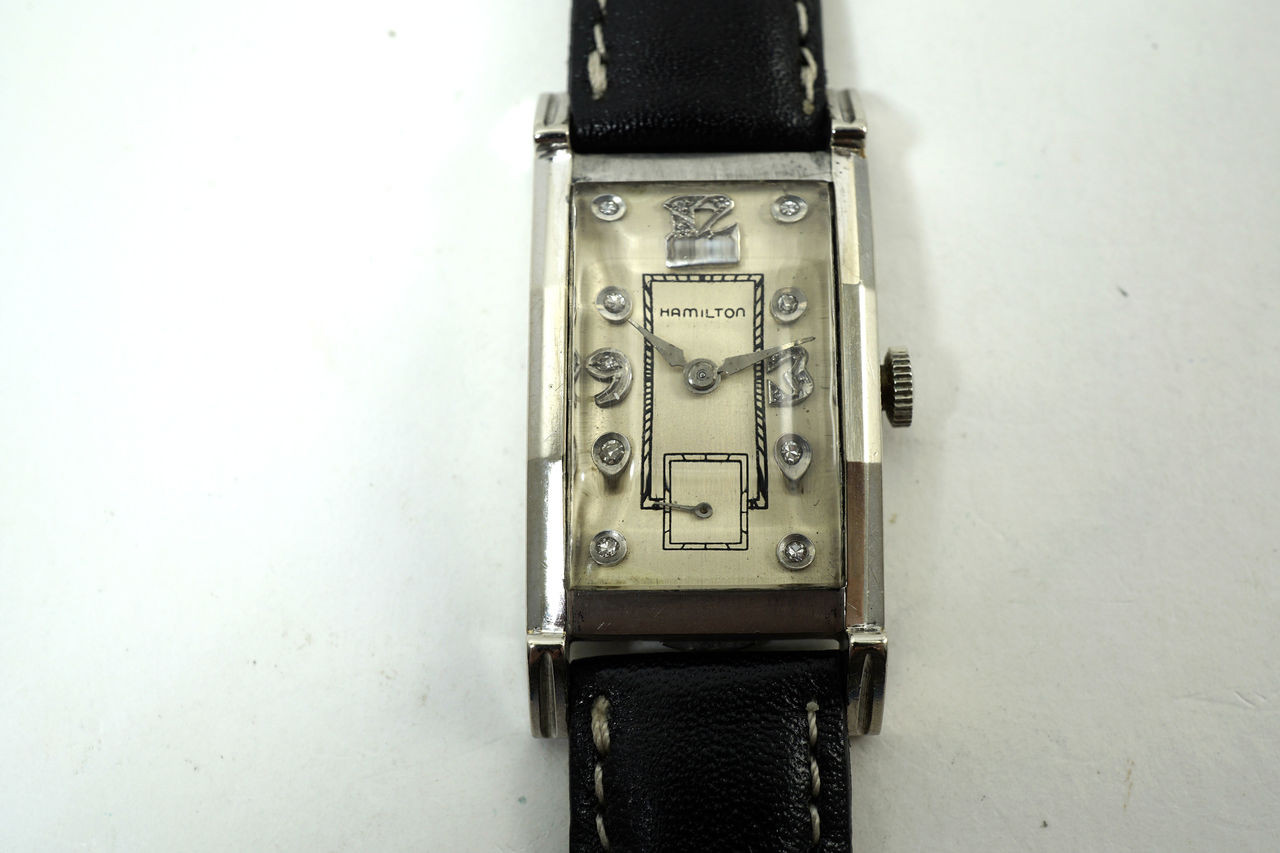 hamilton 14k gold watch with diamonds