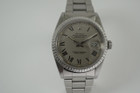 Rolex 16030 DateJust stainless steel w/ grey Buckley dial dates 1980-81 vintage automatic original pre owned for sale houston fabsuisse