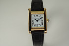 Cartier Tank Normale ladies 18k yellow gold w/ deployment dates 1990's modern pre owned for sale houston fabsuisse