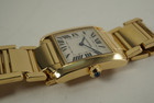 Cartier 1821 Tank Francaise 18k yellow gold medium 25 mm ladies dates 2000's modern pre owned for sale houston fabsuisse